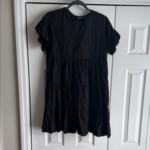 Chic Black Eyelet Mini Dress